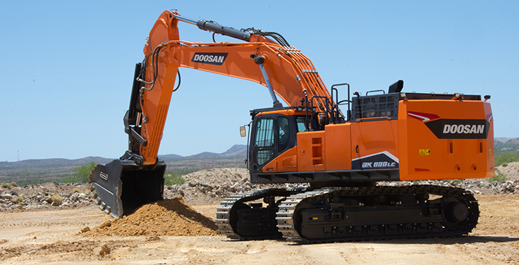 According to Doosan, DX800LC-7 customers can choose between three excavator arm options. Photo: Doosan