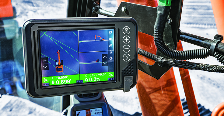 Hitachi grade management technology is available on the ZX210-6, ZX210LC-6 and ZX350LC-6 in the U.S. and Canada. Photo: Hitachi