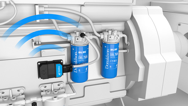 Filter Minder Connect monitoring solution, which has been commercially available for engine air filtration in on-highway trucks and off-road equipment for the past year. Photo: Donaldson