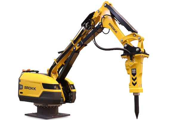Brokk introduces the Brokk Pedestal Boom, a compact stationary breaker boom solution for the mining and aggregates industry. Photo: Brokk