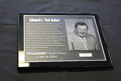 Ted Baker was inducted into the Pit & Quarry Hall of Fame as a member of the 2022 class. Photo: P&Q Staff