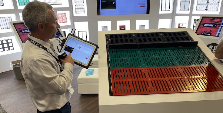 Ryan Johnson, director of research and development at Polydeck, showcased Smartpanel Manager at AGG1. Photo: P&Q Staff