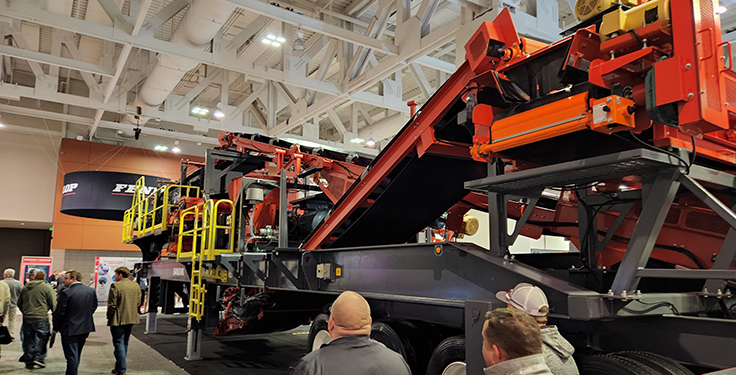 Sandvik had the UK373 wheeled cone crushing plant in its stand at AGG1. Photo: P&Q Staff