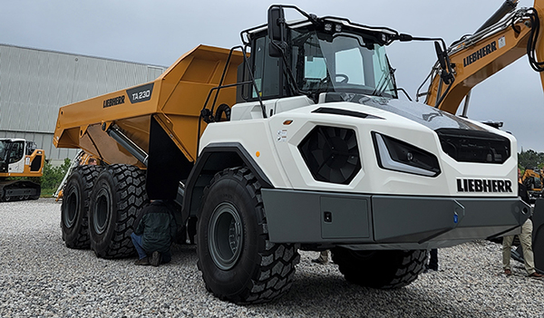 The TA230 Litronic articulated dump truck debuted at Customer Day, with the company characterizing the hauler as an “extremely robust, powerful and all-terrain machine” that is primarily designated for overburden transport and for the mining industry. Photo: P&Q Staff