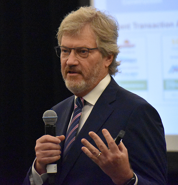 FMI Capital Advisors’ George Reddin delivered a construction materials market outlook June 8 at the Pit & Quarry Roundtable & Conference. The magazine hosted its annual event at Chateau Elan in Braselton, Georgia. Photo: P&Q Staff