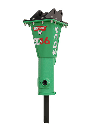 The SD compact breaker line from Montabert is designed to fit compact carriers such as mini-excavators and skid steers. Photo: Montabert