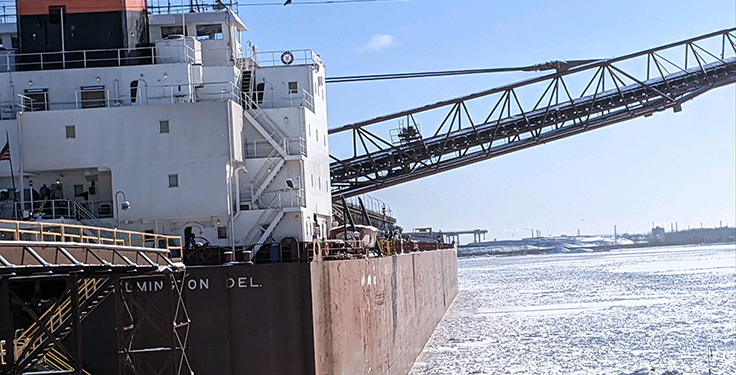 Limestone loadings on the Great Lakes that originated from U.S. quarries totaled 23 million tons in 2022. Photo: Lake Carriers’ Association