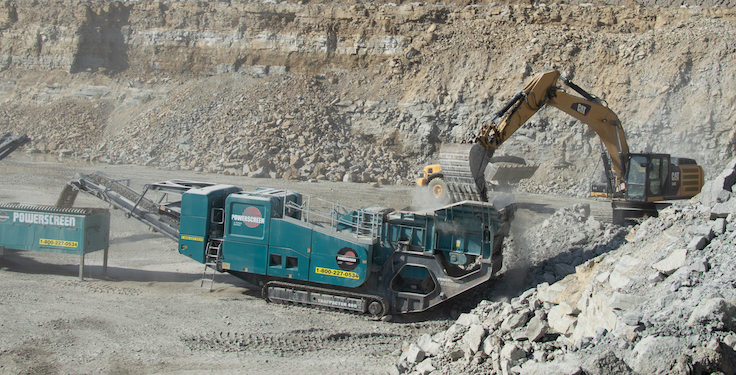 Pro Lawn put Powerscreen’s Trakpactor 480 mobile impact crushing plant to the test last year in an Ohio quarry. Photo: P&Q Staff