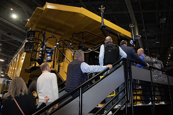 CES attendees had the opportunity to visit with Caterpillar representatives and see how autonomous hauling technology works. Photo: P&Q Staff