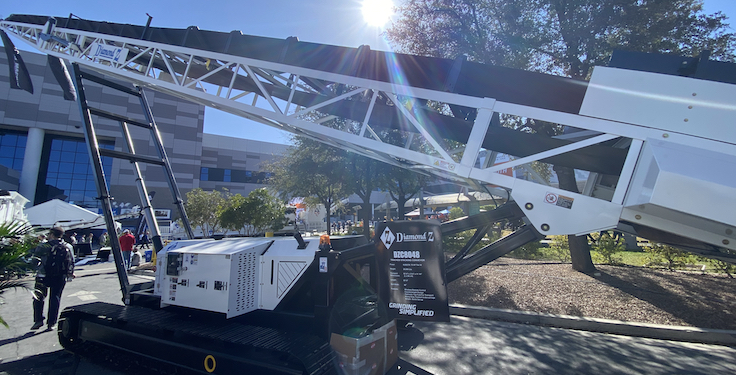 Diamond Z's new 8048 stacker was one of two new pieces of equipment the company showcased at ConExpo-Con/Agg. Photo: P&Q Staff