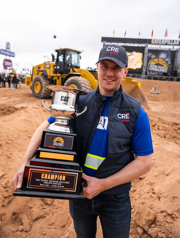 Australia's Patrick Doheny was named World Champion at Caterpillar's Global Operator Challenge final at ConExpo-Con/Agg in Las Vegas. Photo: Caterpillar