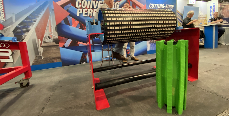 Luff Industries' Wear Wolf wing pulley was a highlight of the company's ConExpo-Con/Agg display. Photo: P&Q Staff