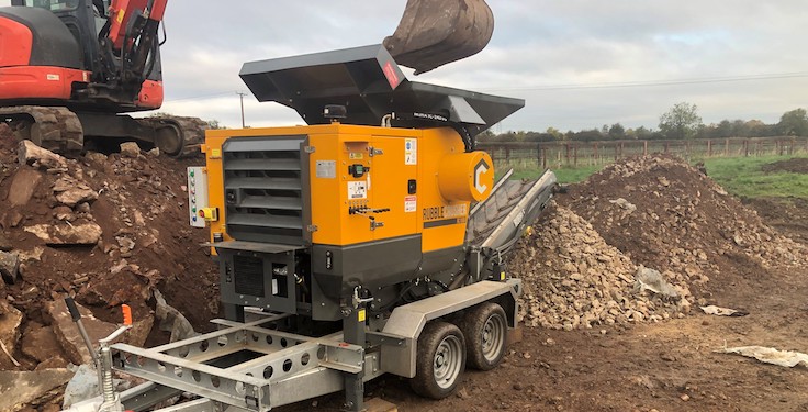 RubbleCrusher is showcasing its RV150V and RV150T, a pair of mobile crushers, at ConExpo-Con/Agg. Photo: RubbleCrusher