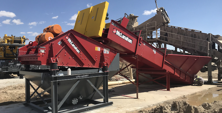 According to McLanahan, its UltraDRY dewatering screen has the highest G force in the market, creating a deeper bed depth, a drier product and more product processed. Photo: McLanahan Corp.