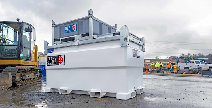 Another DEF storage solution Western Global debuted at ConExpo-Con/Agg was its Top Tote, which can be attached to three models of TransCube Global fuel tanks. Photo: Western Global