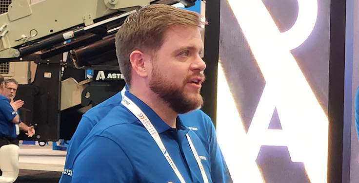 Eric Baker, vice president and general manager of Astec Digital, addressed members of the trade press during a ConExpo-Con/Agg press conference. Photo: P&Q Staff