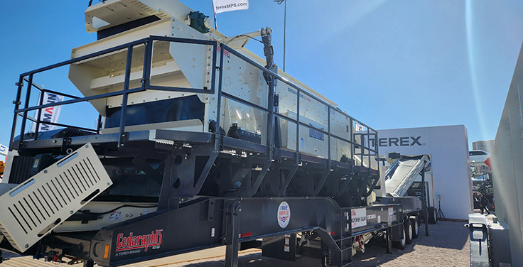 Terex MPS showcased the new CRC1350S portable cone crushing plant at ConExpo-Con/Agg 2023. Photo: P&Q Staff