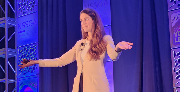 Be Light Consulting’s Jeska Brodbeck addressed the Young Leaders, discussing concepts like flow state and stress management. Photo: P&Q Staff