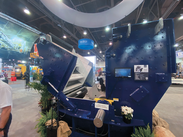 Hazemag’s HPI-H primary impactor and the HAZtronic automated control technology were showcased at ConExpo-Con/Agg. Photo: P&Q Staff