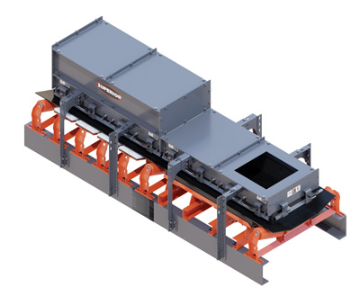 The modular skirting system from Superior Industries is available in 5-ft. sections for conveyor belt widths up to 72 in. Photo: Superior Industries