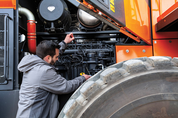 Engine oil and coolants should be closely monitored to prevent unnecessary downtime. Photo: Develon