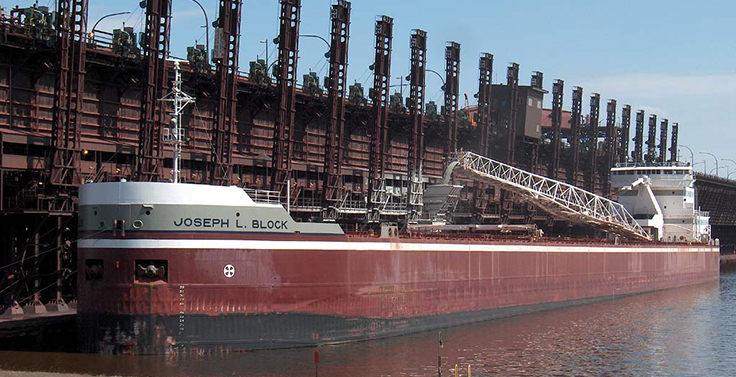 First-half 2023 limestone shipments to U.S. and Canadian ports totals 8.06 million tons this year, according to the Lake Carriers’ Association. Photo: Lake Carriers’ Association