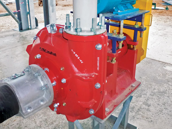 A pump provides the pressure necessary to affect separation in a cyclone. Photo: McLanahan
