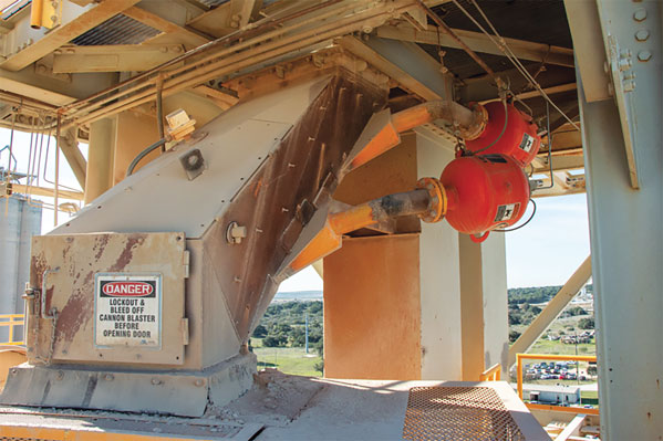 Air cannons can dislodge material and prevent buildup by distributing powerful shots of air inside a vessel. Photo: Martin Engineering