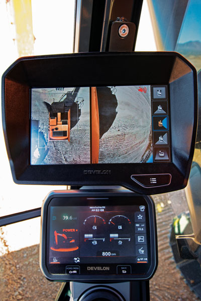 Develon’s Jacob Sherman says operators should be familiar with safety features like around-view monitor camera systems if a machine is equipped with them. Photo: Develon