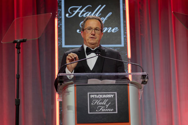 Tom Hill shared his love for the aggregate industry during remarks delivered at the 2024 Pit & Quarry Hall of Fame Induction Ceremony. Says Hill: “I grew up in suburban New York, and I don’t think I would have believed it if someone told me that I’d spent 40 years crushing rock. All I can say is thank God it happened.” Photo: Pit & Quarry