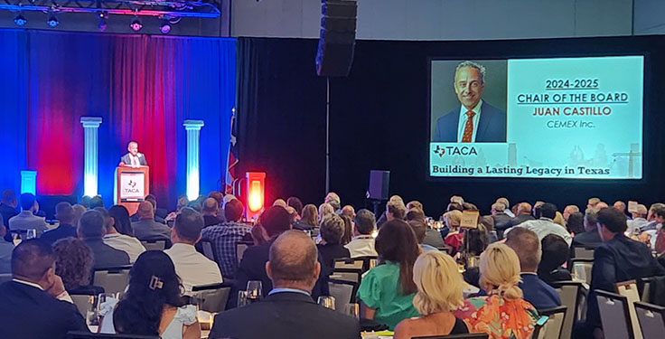 Cemex’s Juan Castillo took over as chairman of the Texas Aggregates & Concrete Association during the organization’s 2024 Annual Meeting in San Antonio. Photo: P&Q Staff