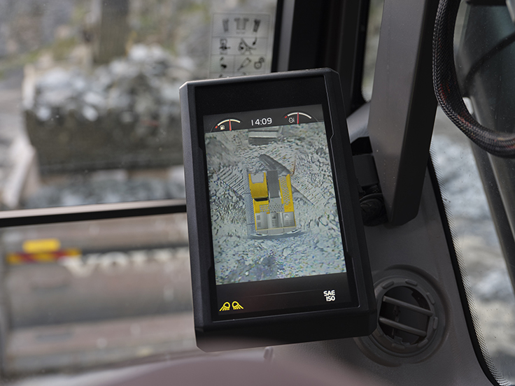 Volvo CE’s smart view with obstacle detection combines camera technology and a radar detection system to distinguish between objects and humans. Photo: Volvo CE