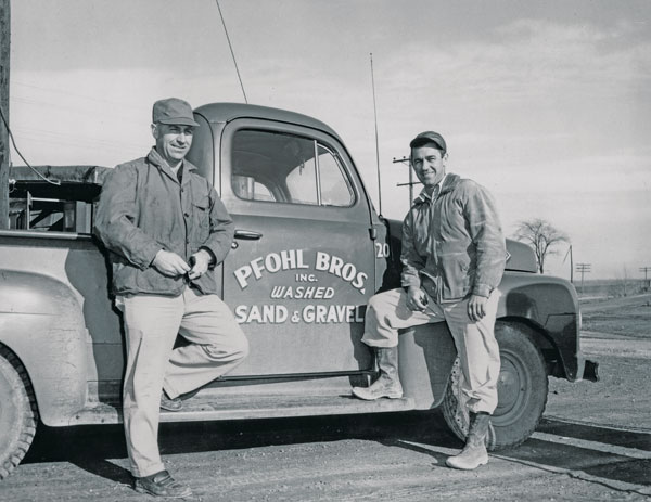 Paul and Fidelis Pfohl, pictured here in 1953, founded Pfohl Bros. Sand & Gravel along with Joseph Pfohl in 1949. Photo: Sunrock Industries
