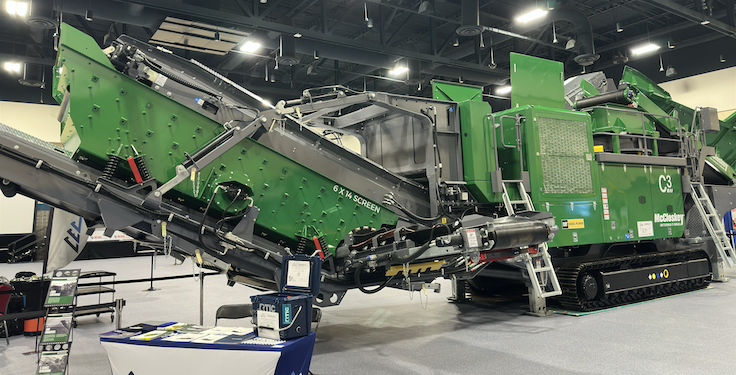Commonwealth Equipment was one of 54 exhibitors at SCAA’s 2024 Workshop & Exhibition. On display from Commonwealth was a McCloskey C3 portable cone crusher with a 6 ft. x 14 ft. screen attached. Photo: P&Q Staff