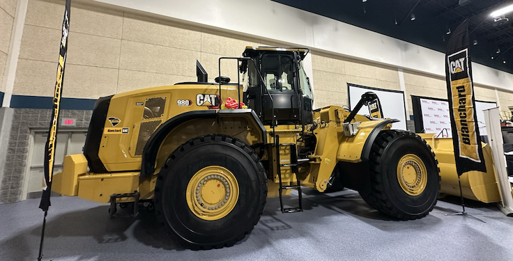 Cat Blanchard also exhibited at SCAA's 2024 Workshop & Exhibition. The equipment dealer showcased a Cat 980 wheel loader. Photo: P&Q Staff