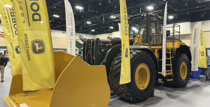Another piece of yellow iron on display at SCAA's Workshop & Exhibition was John Deere's 904 P-Tier wheel loader. Showcasing this equipment was Dobbs Equipment, which has locations in Alabama, Florida, Georgia and South Carolina. Photo: P&Q Staff