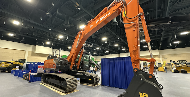 Hills Machinery also exhibited at SCAA's Workshop & Exhibition. It highlighted the Hitachi ZX350LC-7 excavator. Photo: P&Q Staff