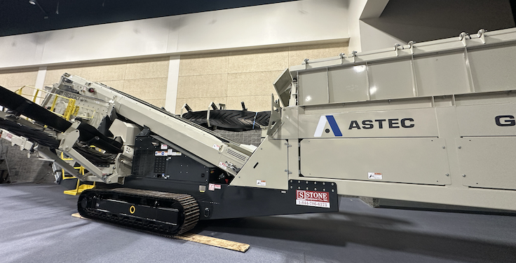 An Astec mobile plant was one of two portable plants on display at SCAA's Workshop & Exhibition. Stone Machinery Co. highlighted this plant. Photo: P&Q Staff
