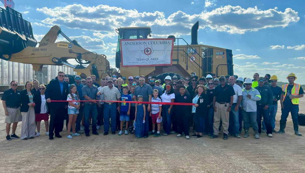 Anderson Columbia celebrated the opening of its new Tejas Quarry rail line with a ribbon-cutting ceremony in October. Photo: Anderson Columbia