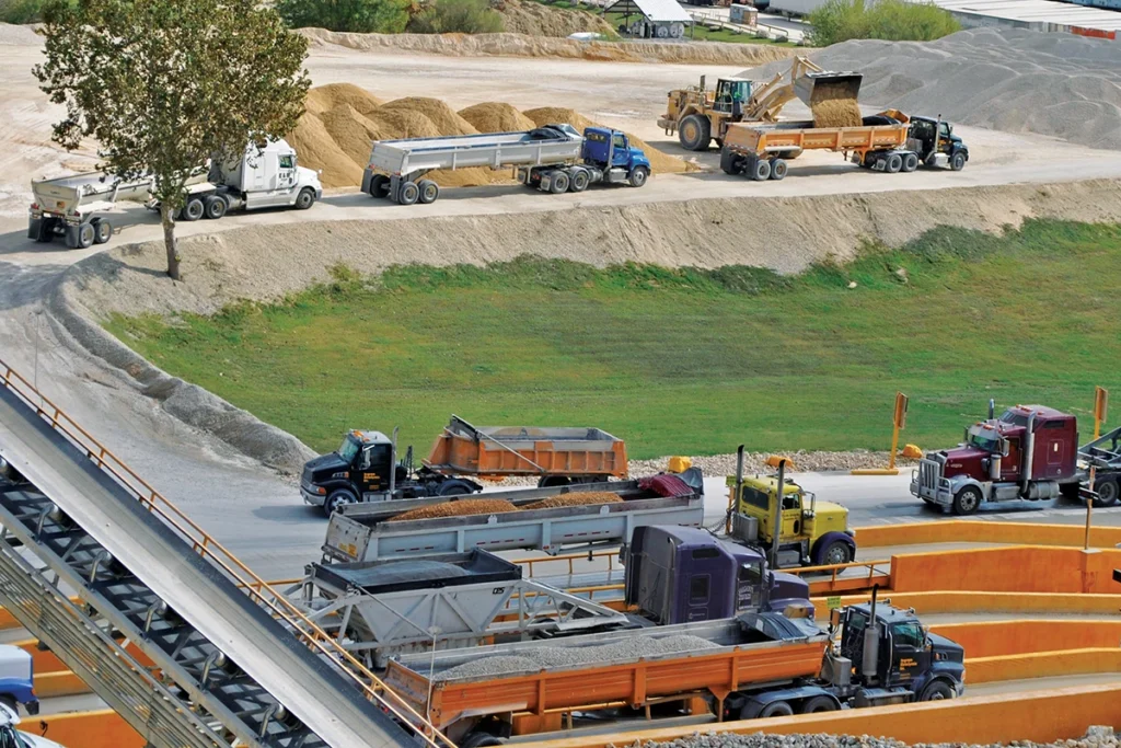 Aggregate operations can sometimes become overwhelmed with traffic, so implementing a vehicle pedestrian segregation plan can offer added control. (Photo: P&Q Staff)