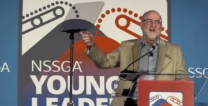Marvin Woodie, president of Conn-Weld Industries, delivered a keynote speech on the first day of the National Stone, Sand & Gravel Association’s 2025 Young Leaders Annual Meeting. Photo: P&Q Staff