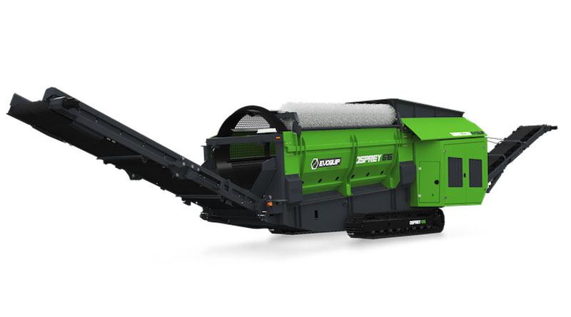 EvoQuip's debut trommel, the Osprey 616, is designed to screen materials including compost, biomass, soil, gravel and waste. Photo: EvoQuip
