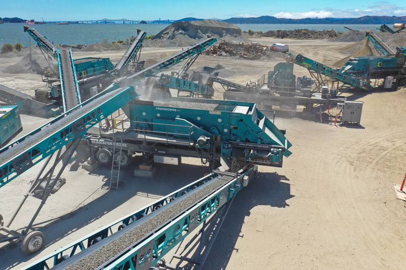 Two H8203 screening plants are in use at Dutra Group’s San Rafael Rock Quarry in California. Photo: Powerscreen of California