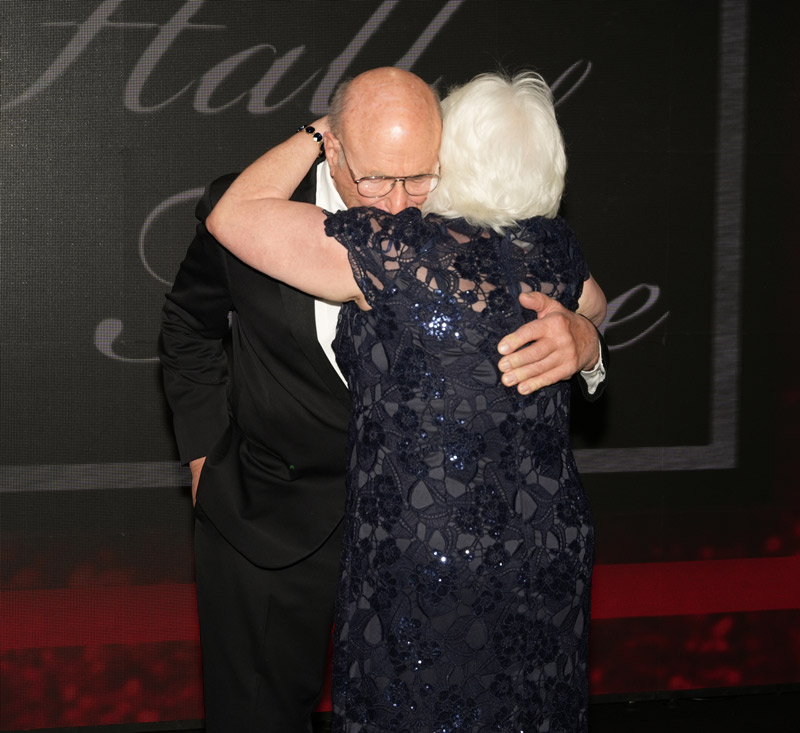 Gerry Bauer shares a moment with his wife Christine following his Hall of Fame induction. Photo: Pit & Quarry