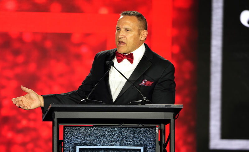 Pit & Quarry’s Rob Fulop welcomes guests to the induction ceremony. Photo: Pit & Quarry