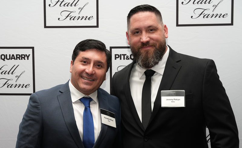 Metso’s Fernando Moya (left) and Jeremy Polcyn accepted the Hall of Fame honor on behalf of Edgar B. Symons. Photo: Pit & Quarry