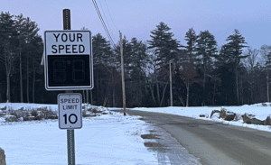 Consider working in a digital speed sign like this one to your vehicle pedestrian segregation plan. Photo: Steve Fuller