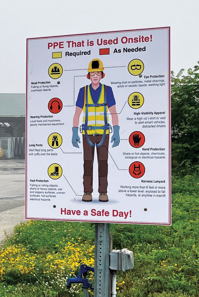 Some aggregate operations post pictograms demonstrating which personal protective equipment is needed on site and how it should be worn. (Photo: Steve Fuller)