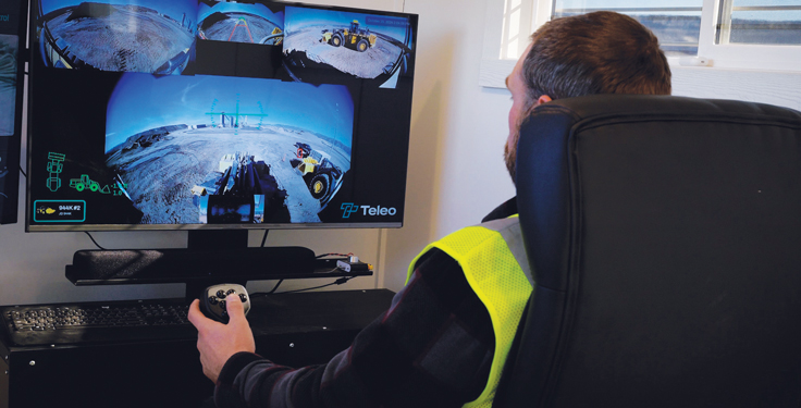 Montana Gov. Greg Gianforte spent some time operating the semi-autonomous loaders Knife River is using as part of the pilot program. As he says: “It was very intuitive, and this is why this technology is so important.” (Photo: RDO Equipment)