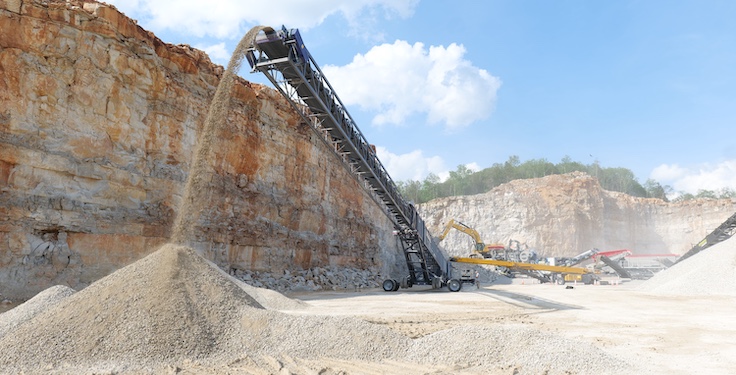 ProStack's new TW 36-150 radial telescopic conveyor is suitable for multiple stockpiling applications, including quarrying and mining. Photo: ProStack